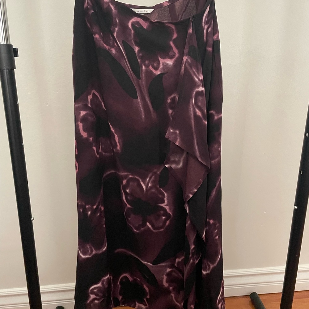 Peter Nygard Purple and Black Floral Maxi Skirt